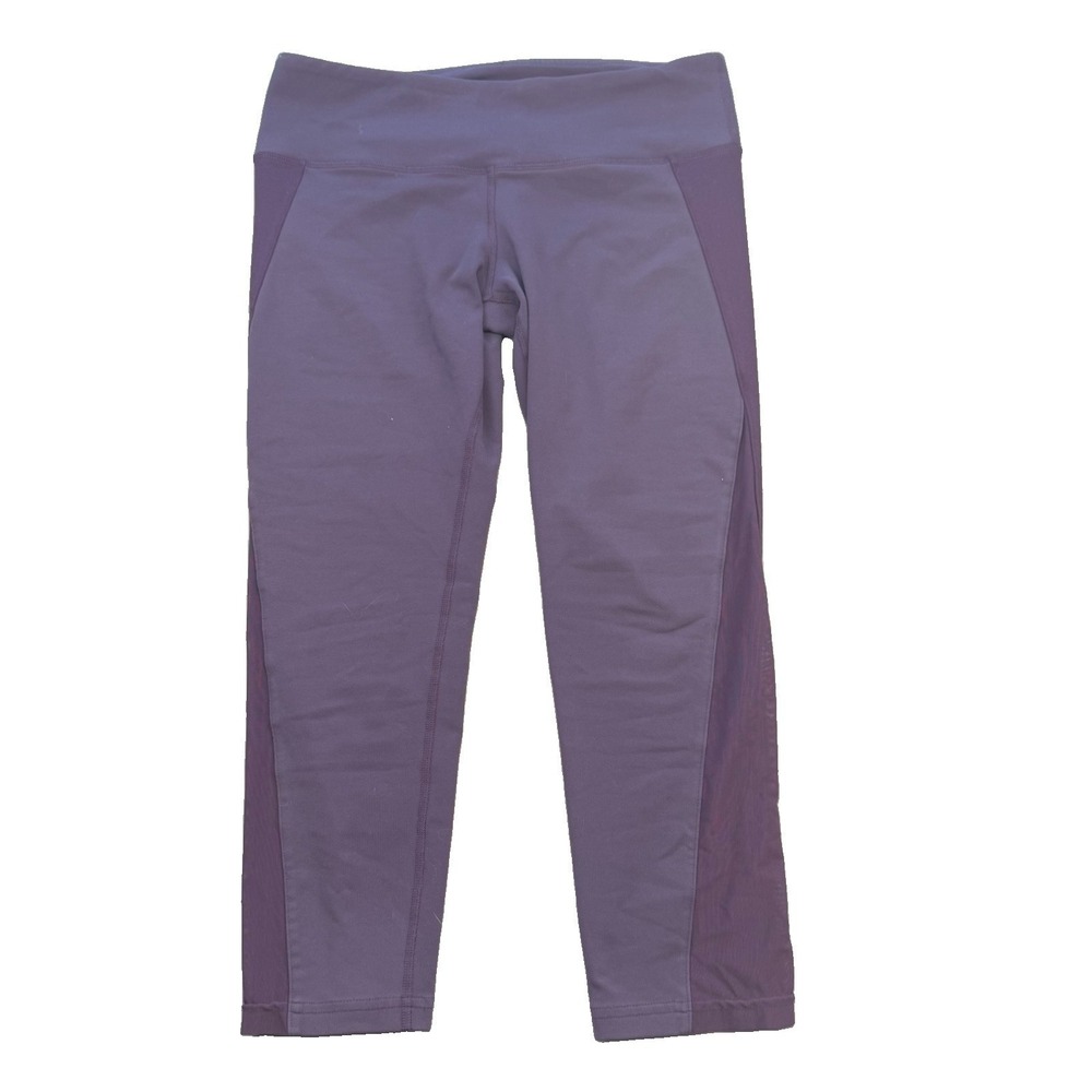 Alo Yoga Women's Capri High Waist Mesh Cut Out Leggings Eggplant Purple Medium